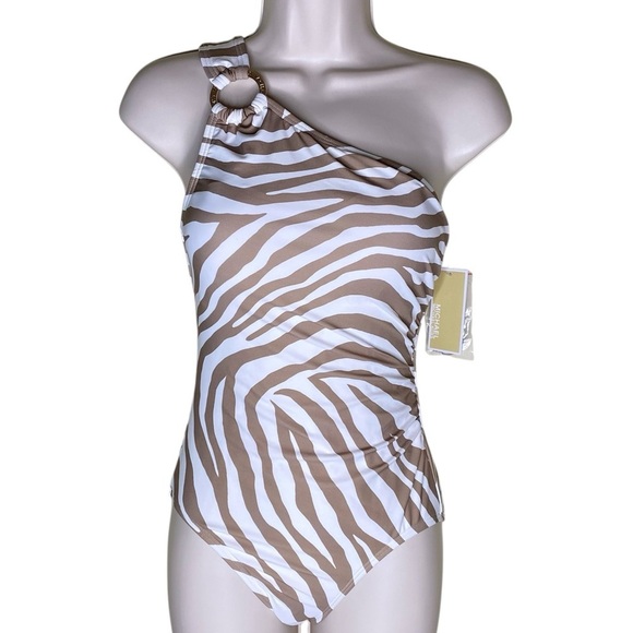 Michael Kors Tiger Animal Print One Piece Swimsuit Nwt Size 6 - Picture 1 of 15